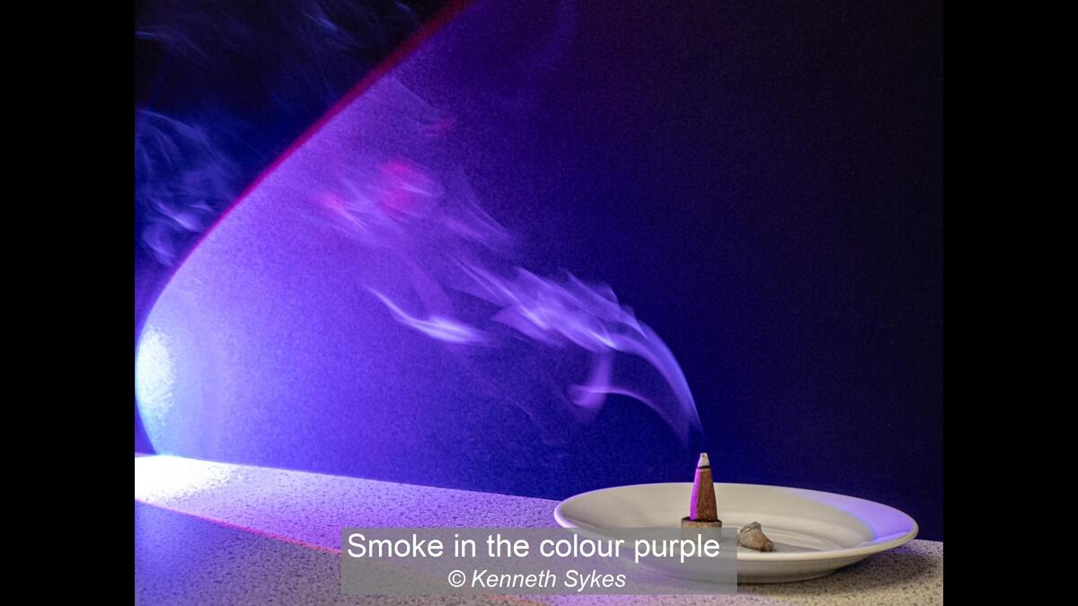 Smoke in the colour purple